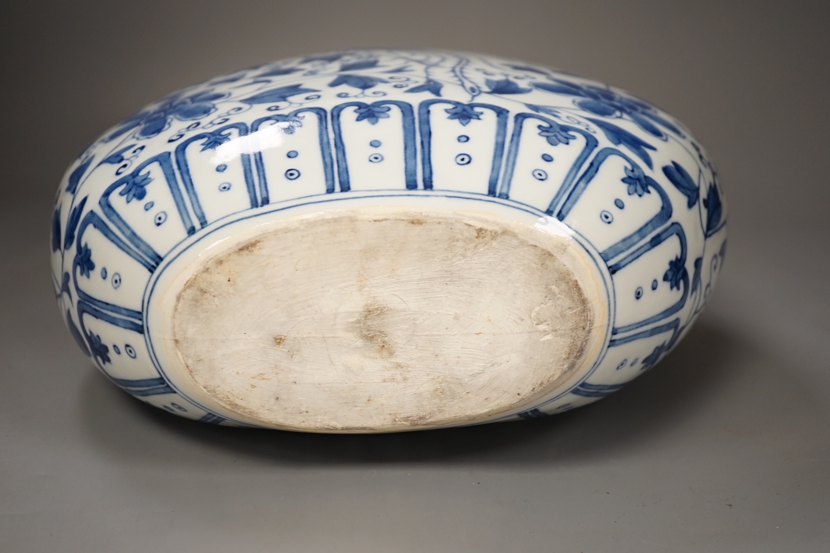 A large Chinese blue and white moonflask, 33cm